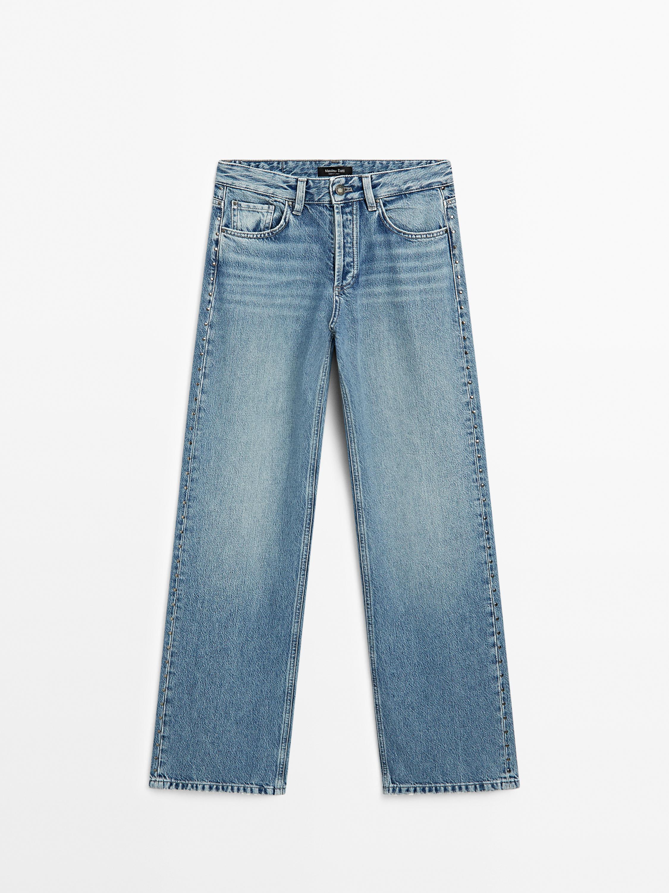 Jean large mid-rise à clous
